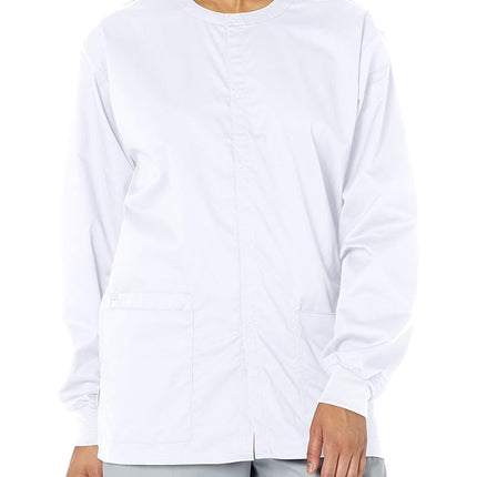 WonderWink 800AWHITSM Wonder Work Unisex Snap Front Jacket, White, Standard-S Size