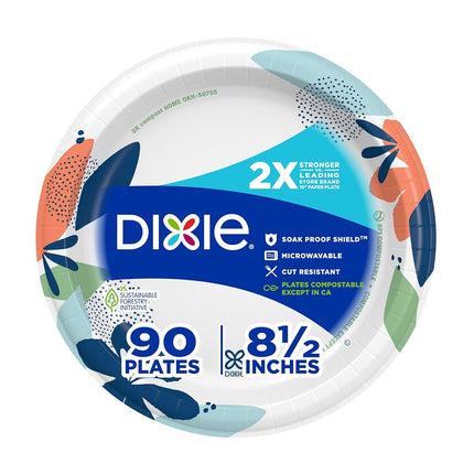 Dixie Medium Paper Plates, 8.5 Inch, 90 Count, 2X 
