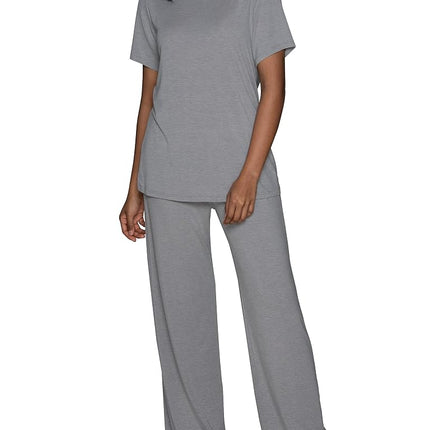 Vanity Fair Women's Beyond Comfort Modal Pajama Set Long, Short Sleeve-Steel Grey Heather, S