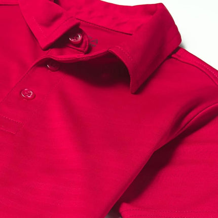 Polo de manga corta activo para niños Nautica, cierre de botones y rayas en relieve, tejido transpirable de alto rendimiento, rojo, 14-16 Husky