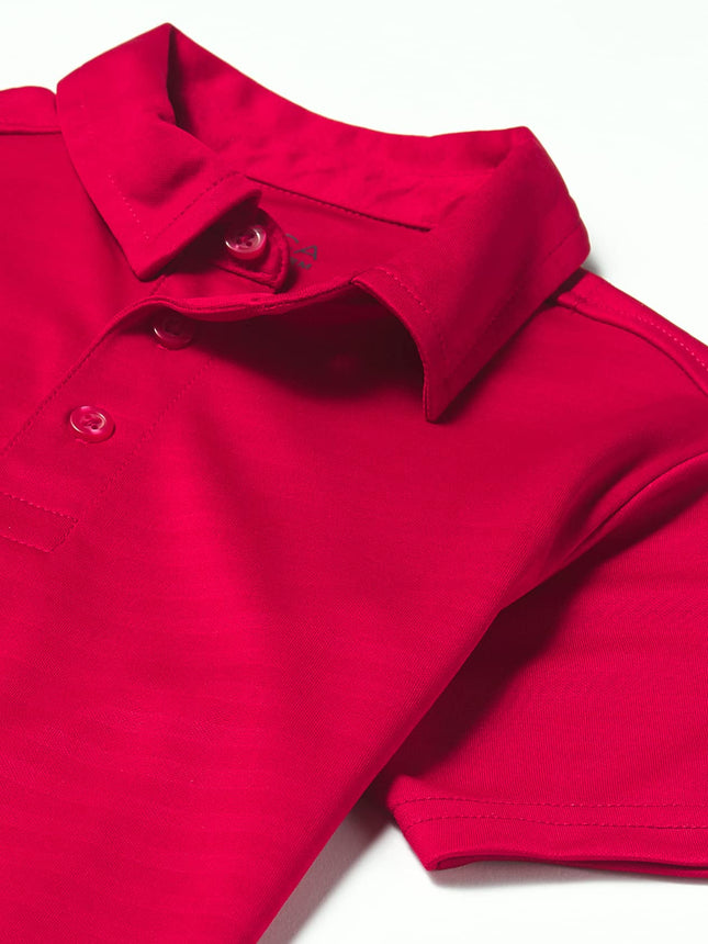 Polo Nautica de rendimiento con relieve a rayas, manga corta, para niño, rojo, talla 10-12 Husky