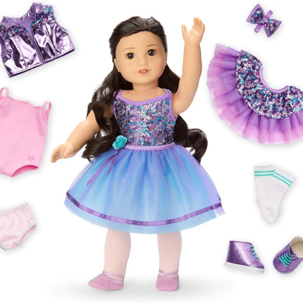 American Girl, Truly Me #111 Doll & Dance All Day Set, with Brown Eyes, Wavy Black-Brown Hair, Light Skin, Ages 6+