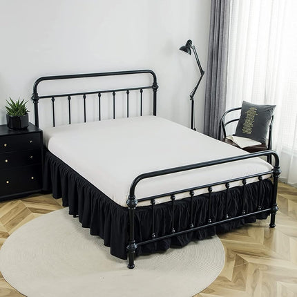 xuan dian Bed Skirts Twin Size 18 Inch Ruffled Bed Skirt with Split Corners, 18 Inch Drop Dust Ruffle Bed Skirt with Platform, Black