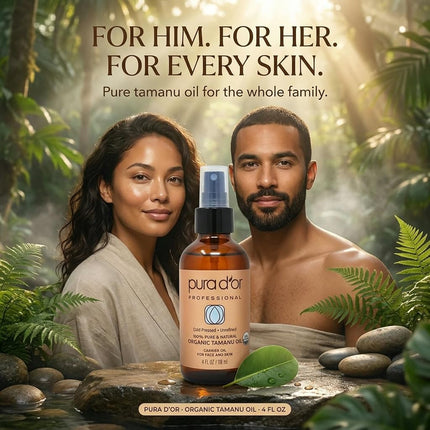 PURA D'OR 4 Oz Organic Tamanu Oil - USDA Certified 100% Pure & Natural Cold Pressed Carrier Oil, Premium Grade Moisturizer Helps Reduce Appearance of Scars & Wrinkles - For Skin & Hair - Men & Women