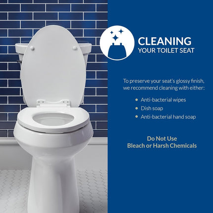BEMIS 500EC 346 Toilet Seat with Easy Clean & Change Hinges, Round, Durable Enameled Wood, Biscuit/Linen, White