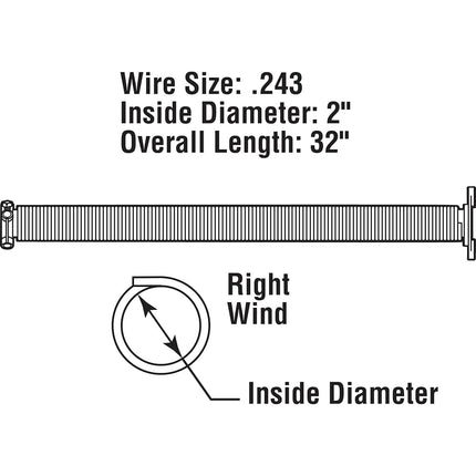 Prime-Line Products GD 12232 Torsion Spring, Right Wind, .243 x 2-Inch x 32-Inch, Yellow