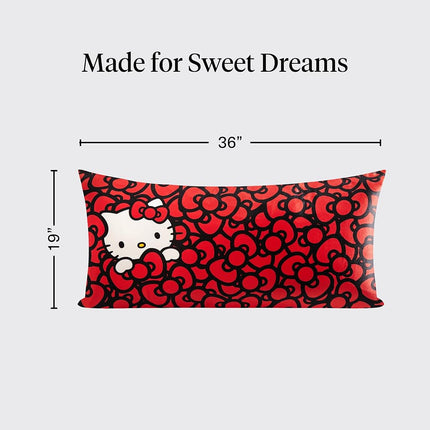 Kitsch x Hello Kitty Sea of Bows - Satin Pillowcase with Zipper for Hair and Skin, Softer Than Silk, Smooth Cooling Pillow Covers, Machine Washable, King Size (19x36)
