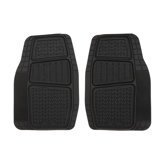 Armor All® 2-Piece Durasport Black Rubber Deep Tray Floor Mats - Heavy Duty, All-Weather Protection, Easy to Clean, Non-Slip Design for Ultimate Car Interior Safety and Style (80020ADC)