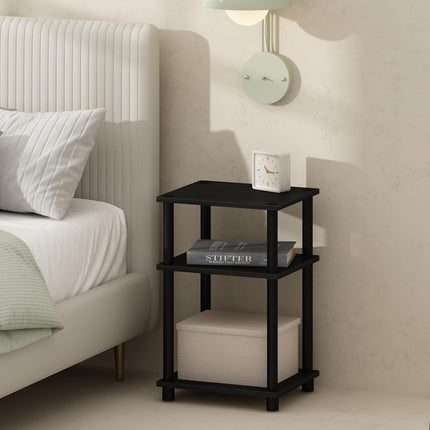 Furinno JUST Night Stand Set of 2, 3-Tier Turn-N-Tube Nightstand, Toolless Bedside Tables, End Table, Side Table with Open Storage for Bedroom, Living Room, Americano