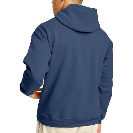 Hanes Men's EcoSmart Hoodie, Midweight Fleece, Pullover Hooded Sweatshirt, Denim Blue, XXL