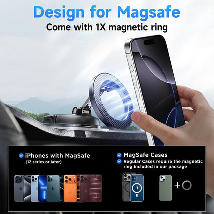 ANDERY Car Phone Holder for Magsafe [78+LBS Strongest Suction & 2400gf Magnetic] 360° Adjustable Car Phone Mount, Compatible with iPhone 17 Pro Max 16 15 14 13 12 Air Plus, Carbon Fiber