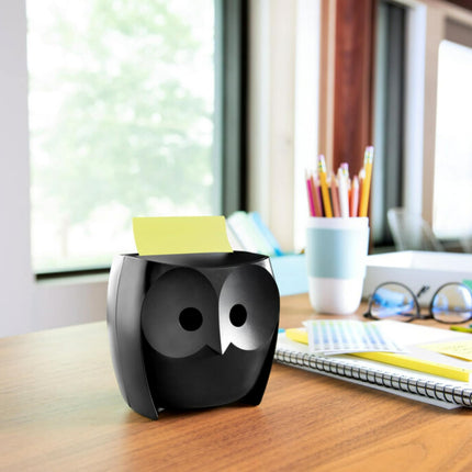 Post-it Owl Note Dispenser, Includes 1 Pad of Post-it 3 in X 3 in Super Sticky Dispenser Pop-up Notes, 45 Sheets, OWL-330-BK