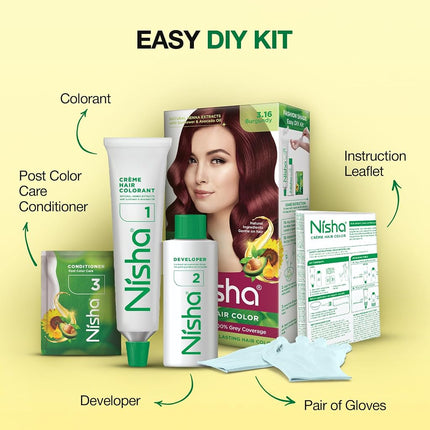 Nisha cream hair color no ammonia cream formula permanent Fashion Highlights and rich bright long-lasting colour (Pack of 3, Flame Red)