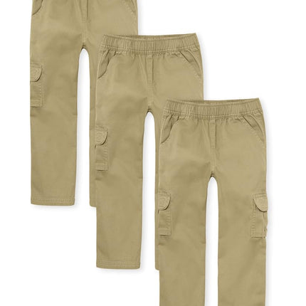 The Children's Place Boys' Pull on Cargo Pants, Flax 3-Pack, 10