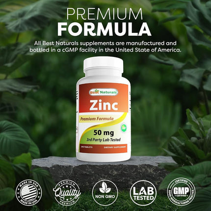 Best Naturals Zinc supplement as Zinc Gluconate 50mg 240 Tablets