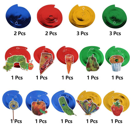 LINGTEER Le Dessin Animé La Chenille Qui Fait Des Trous, Papillon et Tourbillons – 20 Pièces, Décorations de Fête d'Anniversaire pour Enfants sur le Thème de la Lecture d'Histoires.