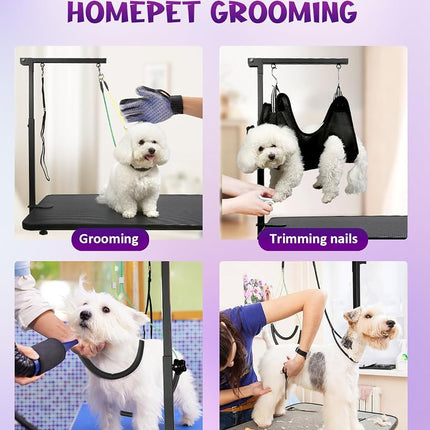 Breeze Touch Dog Grooming Arm - 35" Dog Grooming Table Arm with Clamp and Post, Loop Noose, No Sit Haunch Holder Grooming Restraint for Small & Medium Dogs