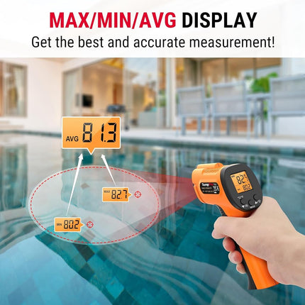 TempPro Infrared Thermometer -58°F~1022°F, Heat Temperature Gun for Cooking, Adjustable Emissivity for Pizza Oven, Griddle,Grill, HVAC, Engine, Meat Thermometer Included(Previously ThermoPro)