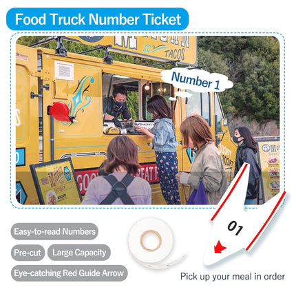 White Take A Number Tickets Queue Roll for K-T Ticket Dispenser with 5 Rolls 2 Digits Paper 20 Groups Number from 00-99