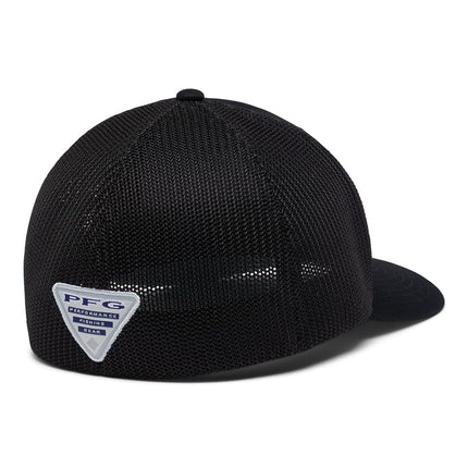 Columbia PFG Logo Mesh Ball Cap, Black/Gulf Stream, XXL