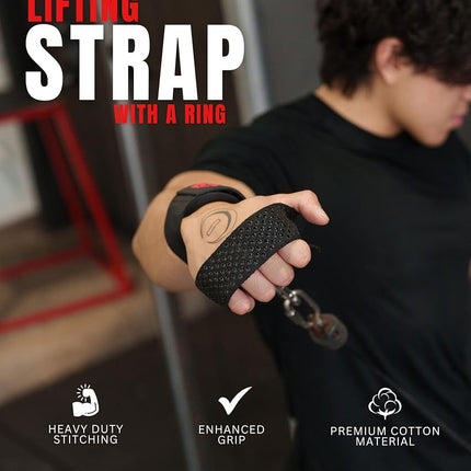 Ekkovision Weight Lifting Straps, Cuffed D Ring, Phase 3 Logo, Black