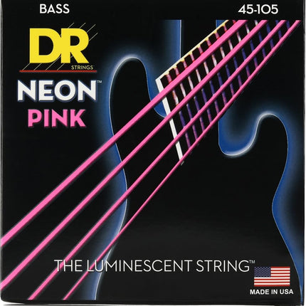 DR Strings HI-DEF NEON™ - PINK coloured Bass Strin