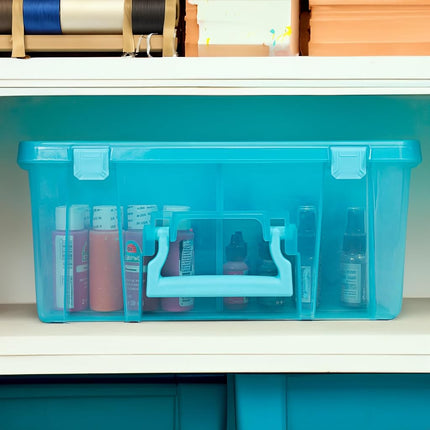 ArtBin Super Satchel Double Deep, Portable Art & Craft Organizer with Handle, [1] Plastic Storage Case, Aqua Mist, Polypropylene
