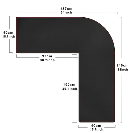 ZORESYN L-Shaped Gaming Desk Mat Mouse pad, Computer Corner Desk Pad, 137x140x40cm Home Office Writing Desk Pad, Large Waterproof PU Leather Corner Mousepad - Black