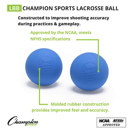 Champion Sports Official Lacrosse Balls (Blue, Pack of 12)