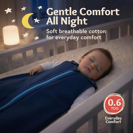 baby deedee - Cotton Baby Sleeping Bag Sack - Sleep nest Basic, Indoor Wearable Blanket, Newborn and Infants, Deep Sea Blue, Small (0-6 Months), (196)
