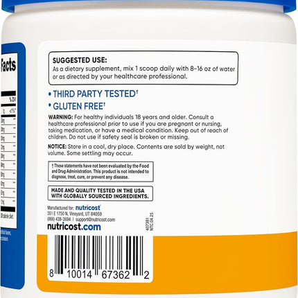 Nutricost EAA Powder 30 Servings - Passion Fruit, Orange, and Guava (POG) - Essential Amino Acids - Non-GMO, Gluten Free, Vegetarian Friendly