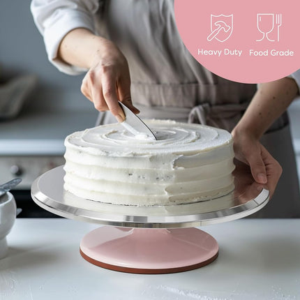Kootek 12" Pink Aluminum Alloy Cake Turntable, Cake Stand for Decorating