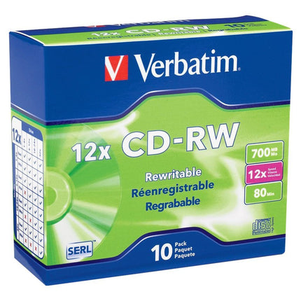 Verbatim CD-RW 80MIN 700MB 4X-12X High Speed Brand