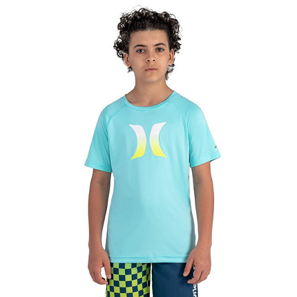 Hurley Boys' UPF 50+ Rash Guard Swim Shirt, Aurora Green/Icon, Large