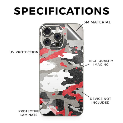 Glossy Glitter Phone Skin Compatible with Apple iPhone 16 Pro Max - Red Camo - Premium 3M Vinyl Protective Wrap Decal Cover - Easy to Apply | Crafted in The USA by MightySkins