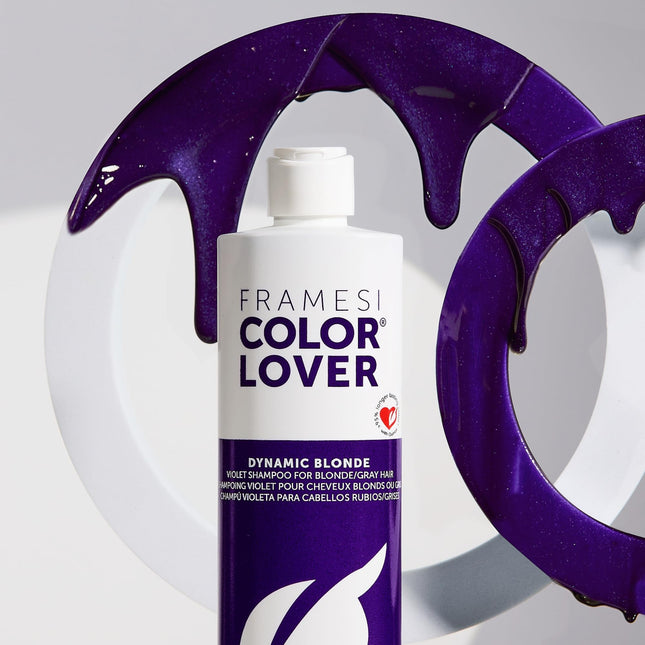 Framesi Color Lover Dynamic Blonde Violet Shampoo - 16.9 onzas, champú morado, champú para cabello rubio, potente champú matizador, vegano, sin gluten, sin crueldad animal