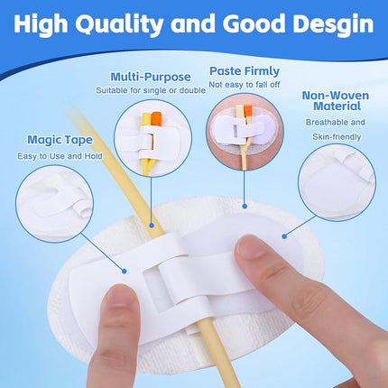60 PCS Catheter Stabilization Devices, Foley Catheter Supplies, Urinary Leg Bag Legband Holder Sticker, Self Adhesive Catheter Tube Holder for PEG/G/Feeding Tube（White）