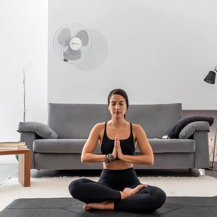Ventilador de pared Comfort Zone de 16 pulgadas con control remoto, funcionamiento silencioso de 3 velocidades, temporizador, inclinación ajustable – Ideal para dormitorio, hogar, gimnasio y oficina