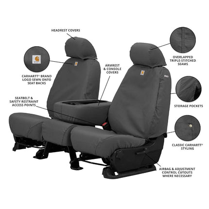 Covercraft Carhartt SeatSaver Front Row Custom Fit Seat Cover for Select Ford Models - Duck Weave (Gravel) - SSC2299CAGY