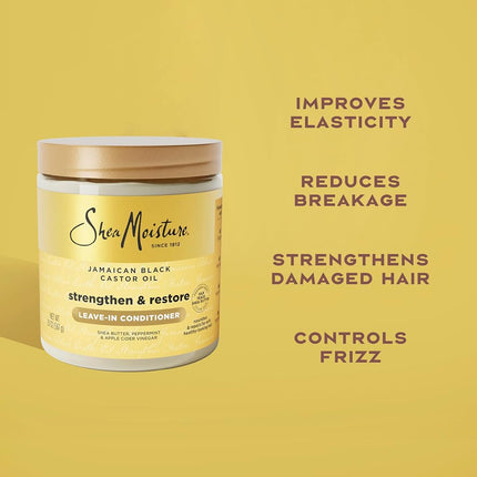 SheaMoisture Leave In Conditioner Conditioner For Hair Jamaican Black Castor Oil To Soften and Detangle Hair 20 oz
