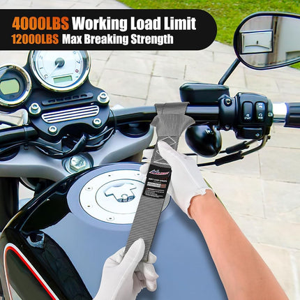 Nilight Soft Loop 1.7”×17" Motorcycle Tie Down Straps Heavy Duty 12000Lbs Max Break Strength for Securing ATV UTV Kayak Moving Cargo (8PK-Grey)