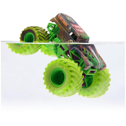 Monster Jam Mud Blasters, pack de 2 camiones que cambian de color de Grave Digger y Megalodon, vehículo de metal fundido a presión a escala 1:64, juguetes para niños y niñas de 3 años en adelante