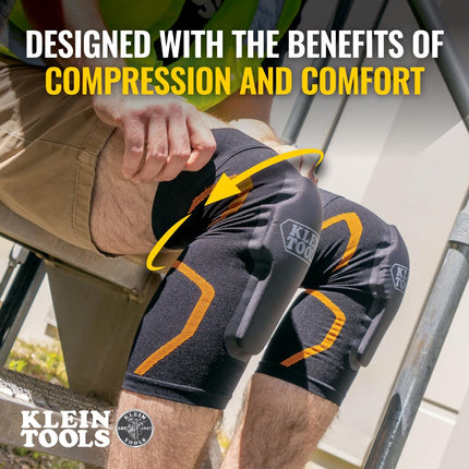 KLEIN TOOLS 60622 Knee Pad Compression Sleeve, Knee Support for Construction, Workers and Athletes, Black, S/M