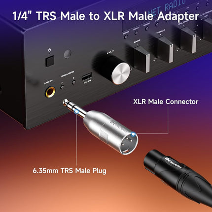 Cable Matters 2-Pack 6.35mm 1/4 Inch TRS to XLR Adapter - Male to Male