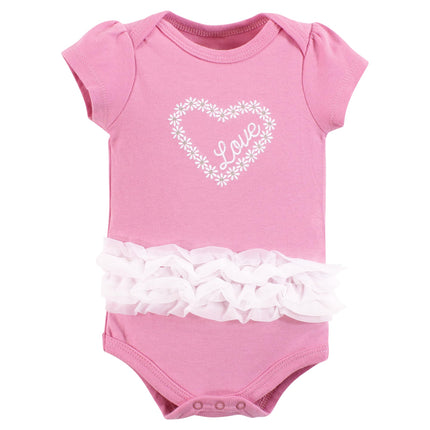 Hudson Baby Unisex Baby Cotton Bodysuits, Love Daisy Tutu, 6-9 Months, Love Daisy Tutu, 6-9 Months