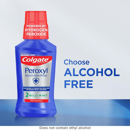Colgate Peroxyl Mouth Sore Rinse, Mild Mint - 500mL, 16.9 fluid ounce