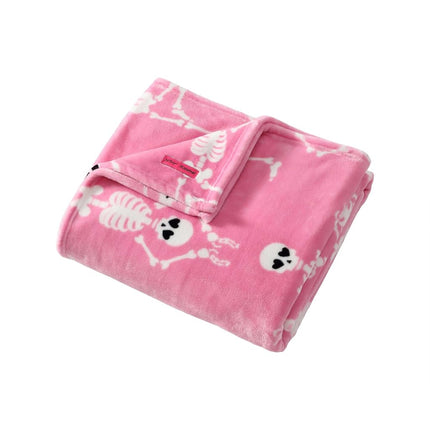 Betsey Johnson - Blanket, Buttery-Soft Throw Blanket for Couch or Bed, Boldly Plush & Oversized Bedding, Halloween Decor (Yoga Skeleton Pink, 50" x 70")