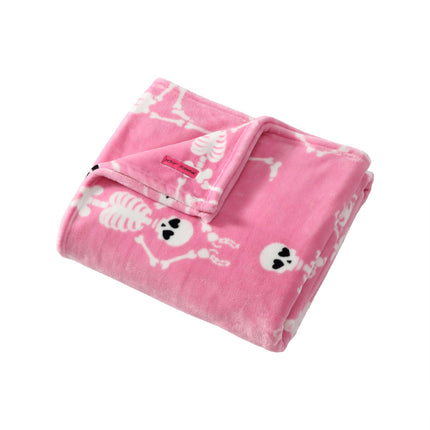 Betsey Johnson - Blanket, Buttery-Soft Throw Blanket for Couch or Bed, Boldly Plush & Oversized Bedding, Halloween Decor (Yoga Skeleton Pink, 50" x 70")