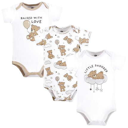 Lot de 3 bodys en coton Hudson Baby pour bébé unisexe, motif ourson rêveur, 12-18 mois
