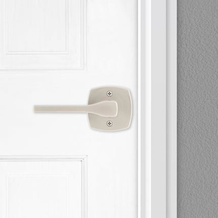 Kwikset Tripoli Lever Dummy Door Handle, Single Sided Lever for Closets, French Double Doors, and Pantry, Satin Nickel Non-Turning Reversible Interior Push/Pull Lever, with Microban Protection